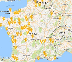 Carte des Résidences Seniors DOMITYS en France